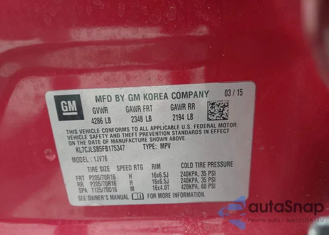 KL7CJLSB5FB175347: 42108931