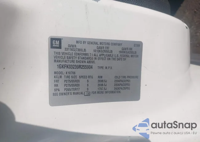 1GKFK03239R255904: 42109156