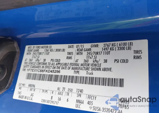 1FTEX1C88FKD45296: 42109630