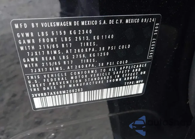 3VVRB7AX6RM206263: 42109733