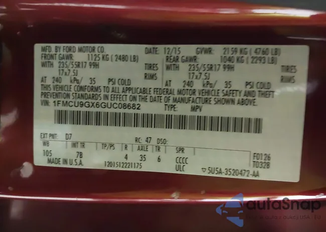 1FMCU9GX6GUC08682: 42109775