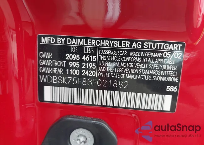 WDBSK75F83F021882: 42109858