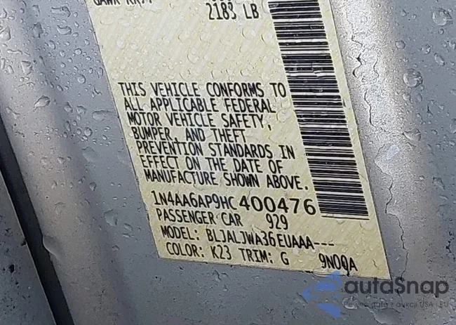 1N4AA6AP9HC400476: 42109935