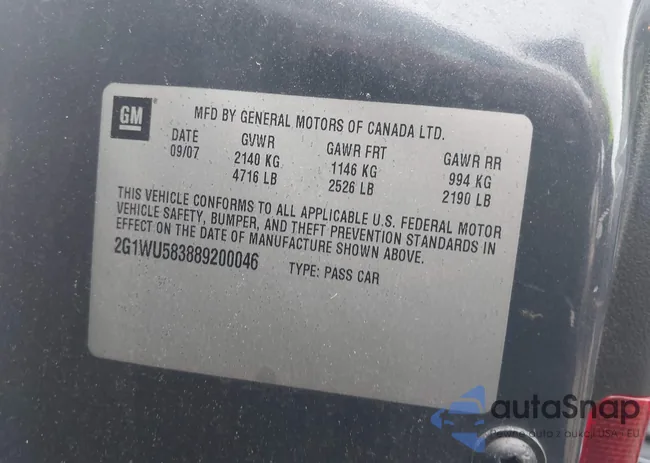 2G1WU583889200046: 42110051