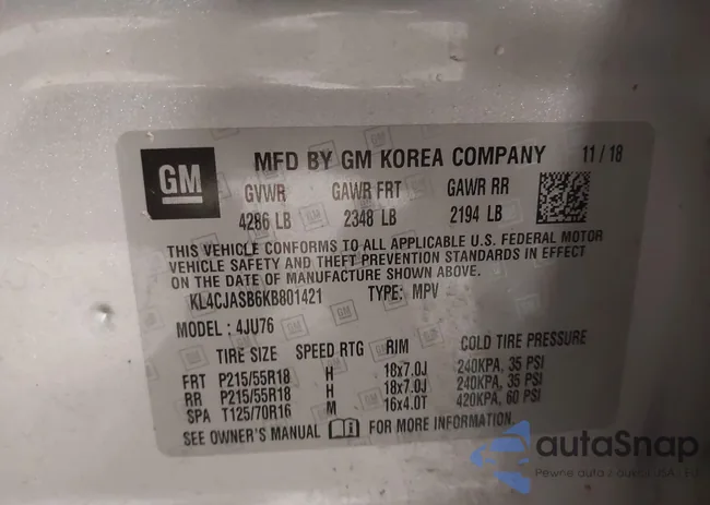 KL4CJASB6KB801421: 42110065