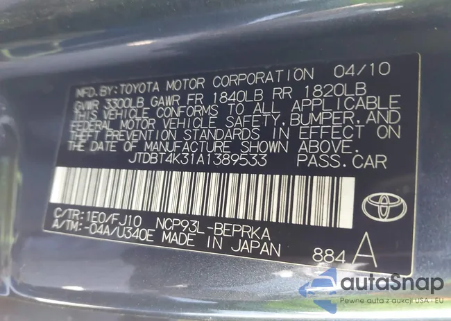 JTDBT4K31A1389533: 42110162