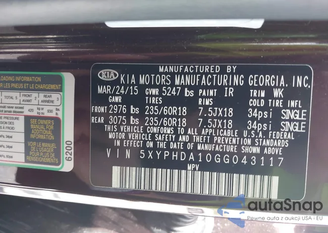 5XYPHDA10GG043117: 42109561