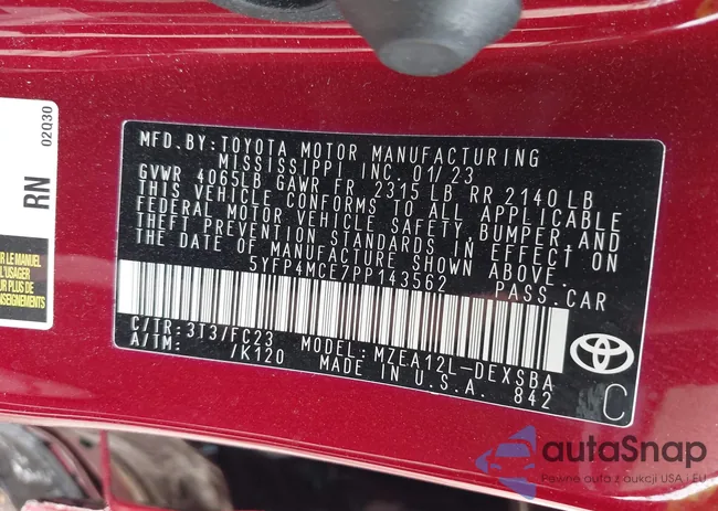 5YFP4MCE7PP143562: 42110693