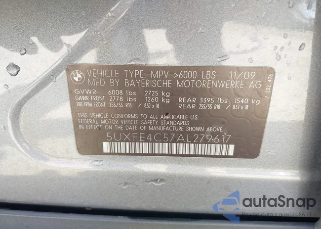 5UXFE4C57AL279617: 42110783