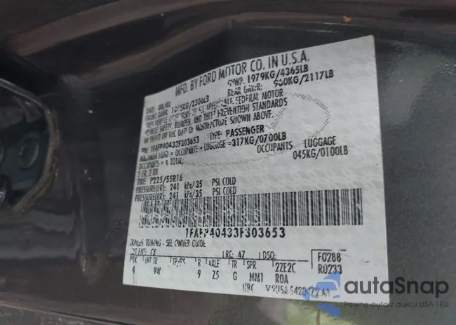 1FAFP40433F303653: 42110812