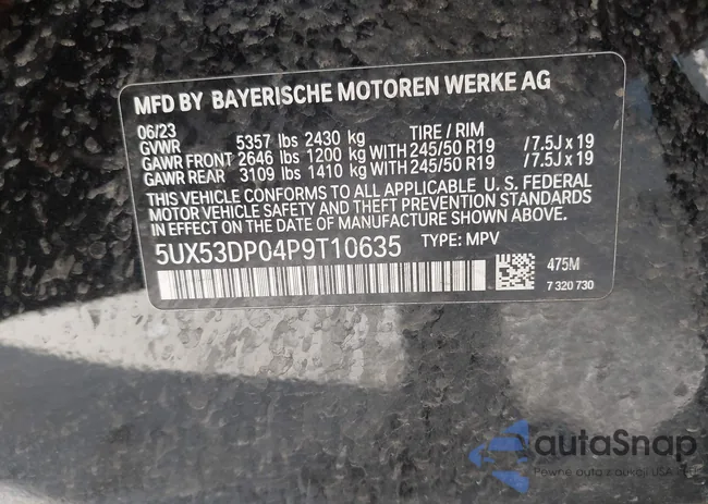 5UX53DP04P9T10635: 42110834