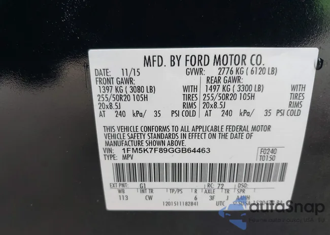 1FM5K7F89GGB64463: 42111158