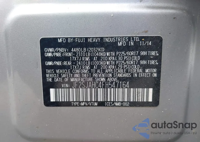 JF2SJAHC4FH547164: 42110352