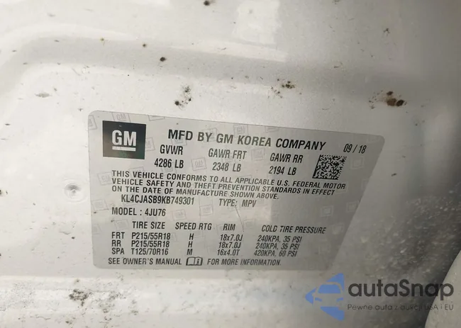 KL4CJASB9KB749301: 42110381