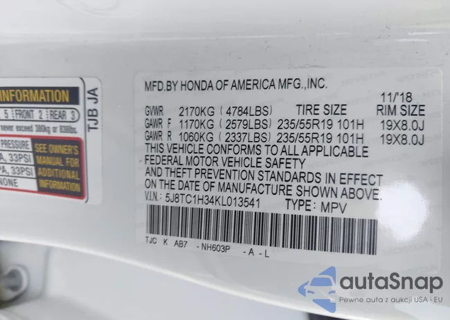 5J8TC1H34KL013541: 42110418