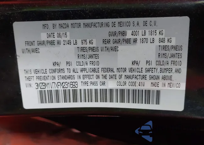 3MZBM1V7XFM231693: 42110420