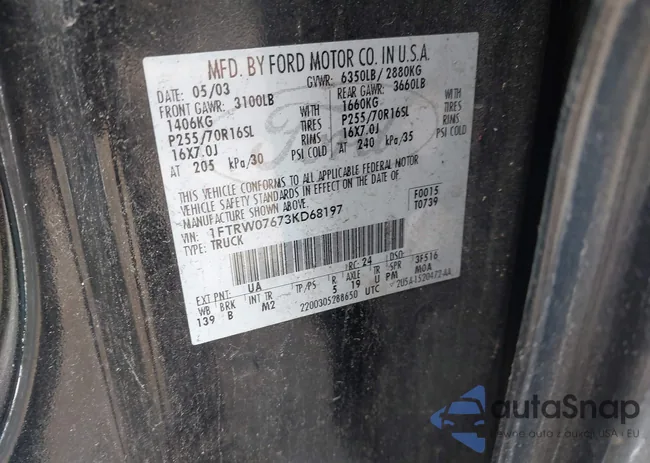 1FTRW07673KD68197: 42111637