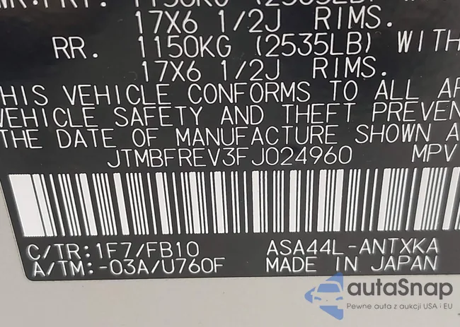 JTMBFREV3FJ024960: 42112077