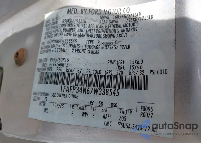 1FAFP34N67W338545: 42111366