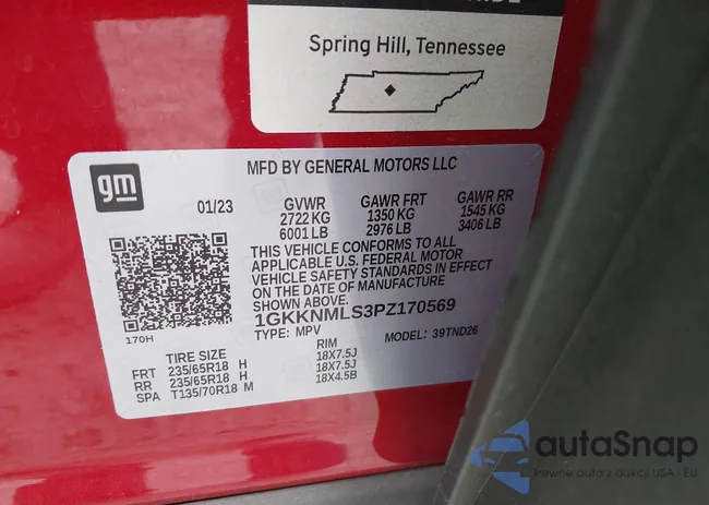 1GKKNMLS3PZ170569: 42111568