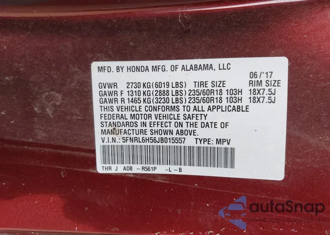 5FNRL6H56JB015557: 42112667