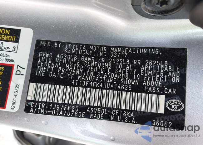 4T1BF1FK4HU414629: 42112762