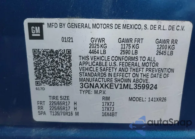 3GNAXKEV1ML359924: 42113090