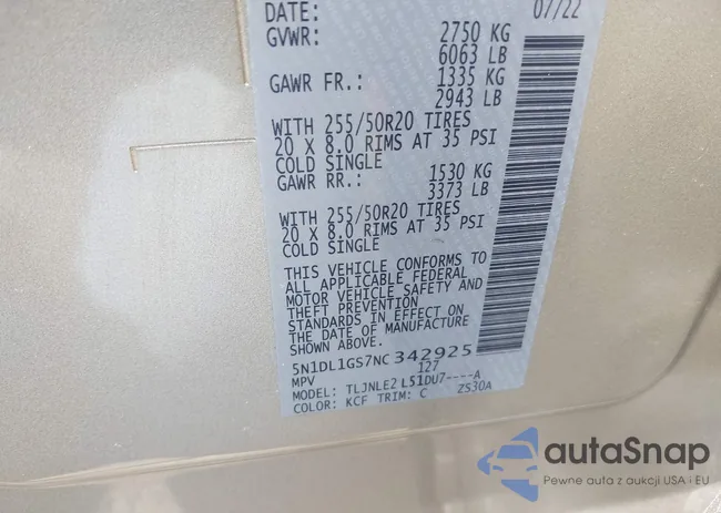 5N1DL1GS7NC342925: 42113136