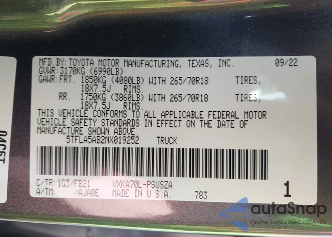 5TFLA5AB2NX019252: 42112229