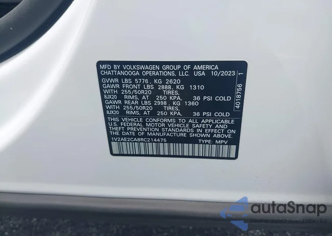 1V2AE2CA8RC214475: 42112266