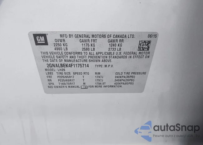 2GNALBEK4F1175714: 42112410