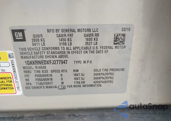 1GKKRNEDXFJ277947: 42113646