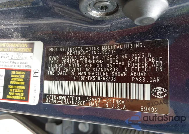 4T1BF1FK5EU868738: 42113693