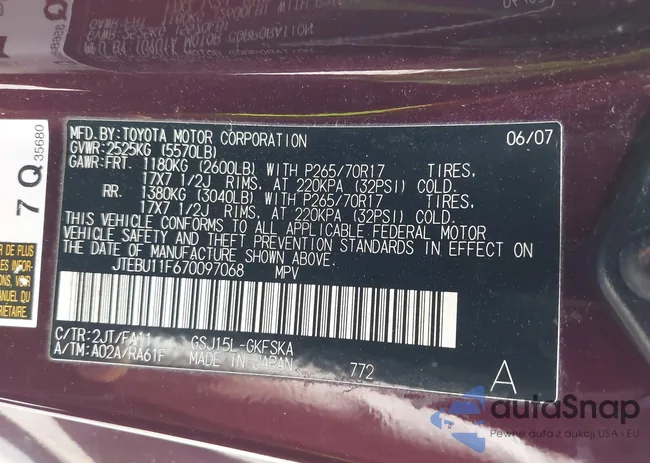 JTEBU11F670097068: 42113747