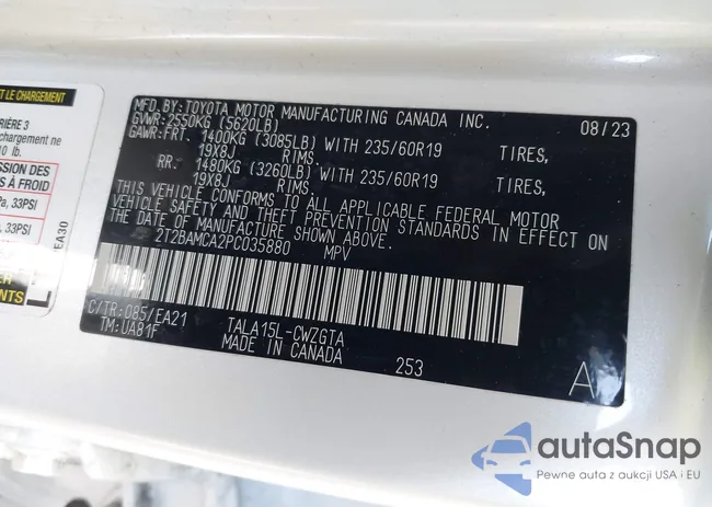 2T2BAMCA2PC035880: 42113977