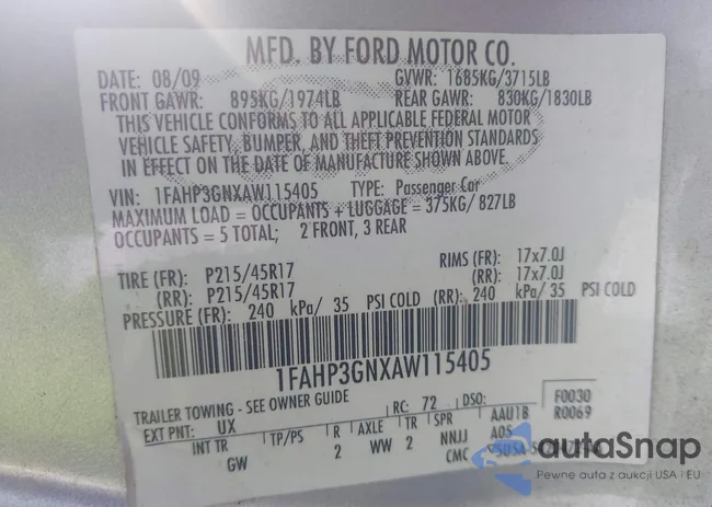 1FAHP3GNXAW115405: 42114041