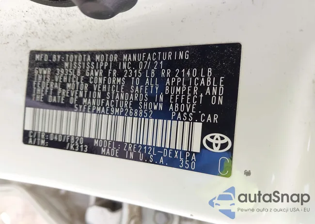 5YFEPMAE9MP268852: 42113205