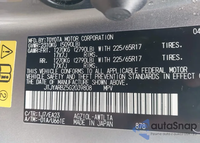 JTJYARBZ5G2039808: 42113272