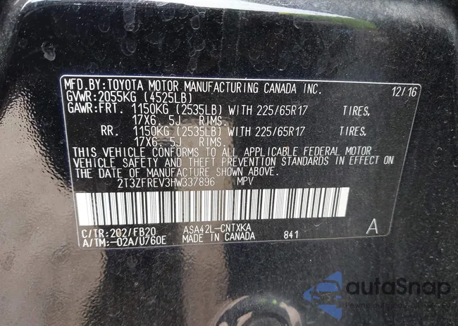 2T3ZFREV3HW337896: 42113501