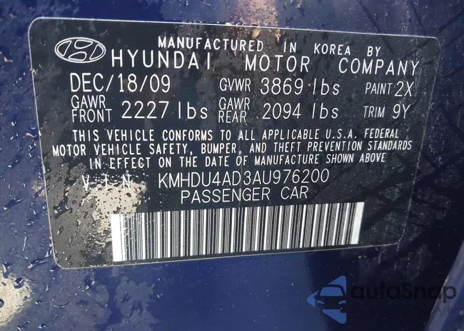 KMHDU4AD3AU976200: 42114645