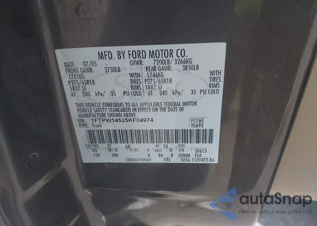 1FTPW14525KF04974: 42114992