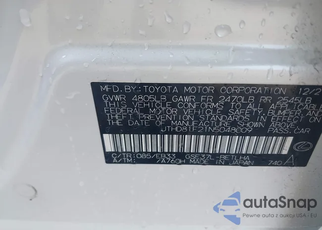 JTHD81F21N5048009: 42115069