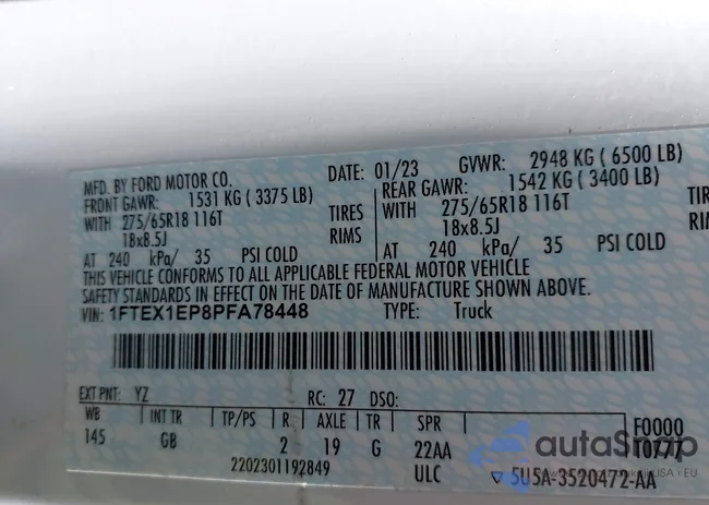 1FTEX1EP8PFA78448: 42115100