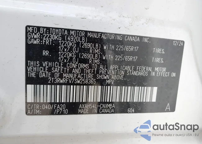 2T3RWRFV7SW258365: 42114170