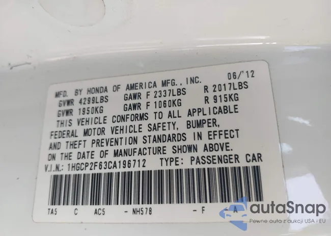 1HGCP2F63CA196712: 42114297