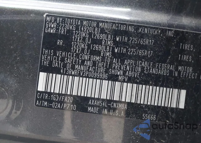 4T3RWRFV3PU099996: 42114530