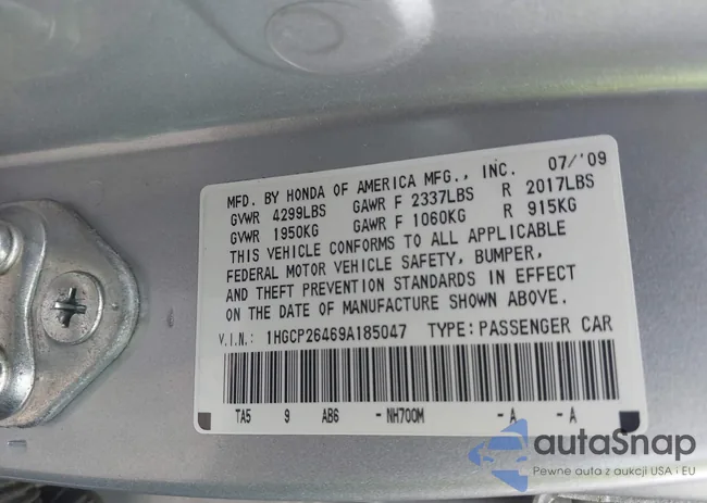 1HGCP26469A185047: 42115616