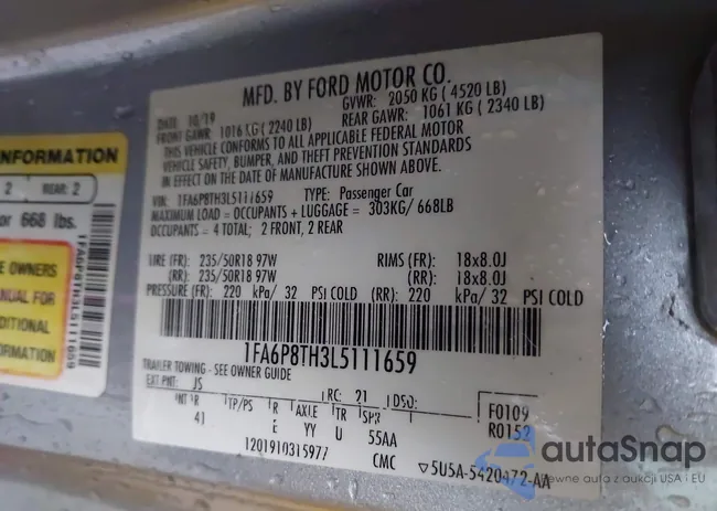 1FA6P8TH3L5111659: 42115879