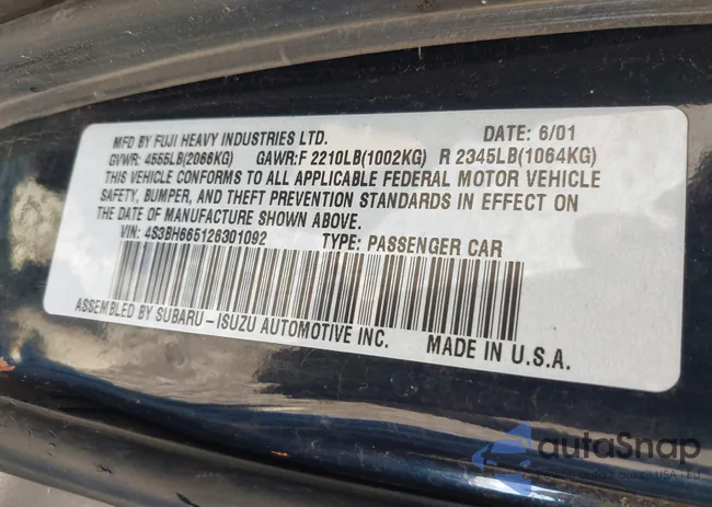 4S3BH665126301092: 42115957