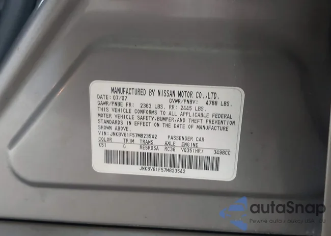 JNKBV61F57M823542: 42116024